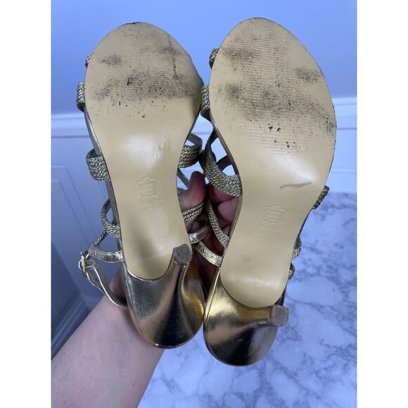 Adrianna Papell Boutique, Size 10M, Gold Cage Heels, Rope Strappy Open Toe *Read - Picture 5 of 14